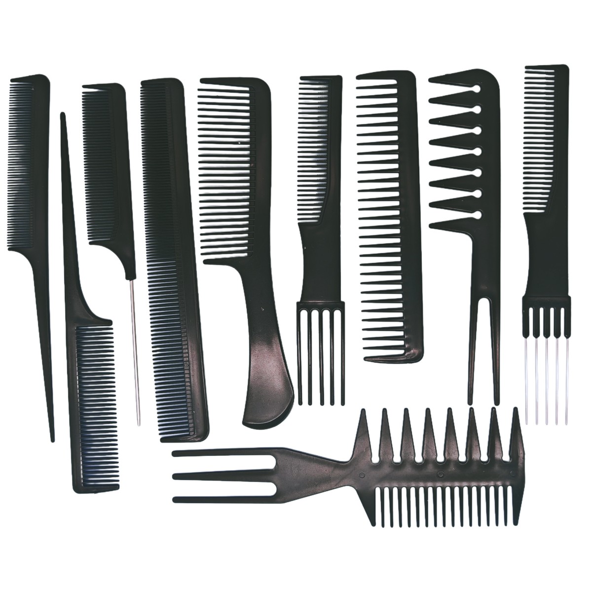 Comb Fine Tooth - 10 ชิ้นใหม่จัดแต่งทรงผมผู้ชายผู้หญิงร้านเสริมสวยผมทำผมสีดำแปรงหวีแปรงผม