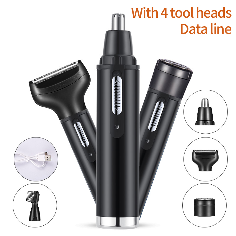 Electric Shaver Rotary - เครื่องตัดขนจมูกหูไฟฟ้าสำหรับผู้ชายไม่เจ็บปวดแบบชาร์จได้คิ้วเครา 4 ใน 1 เครื่องตัดผมเครื่องโกนหนวด