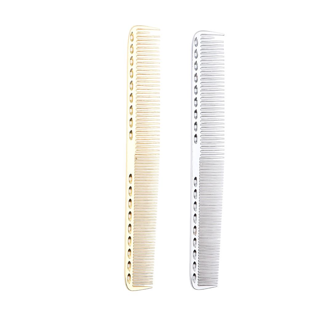 Comb Fine Tooth - หวีซี่ถี่แบบกว้าง สำหรับผู้ชาย หวีตัดผมมืออาชีพ อลูมิเนียม สำหรับร้านทำผม หวีโลหะวินเทจ