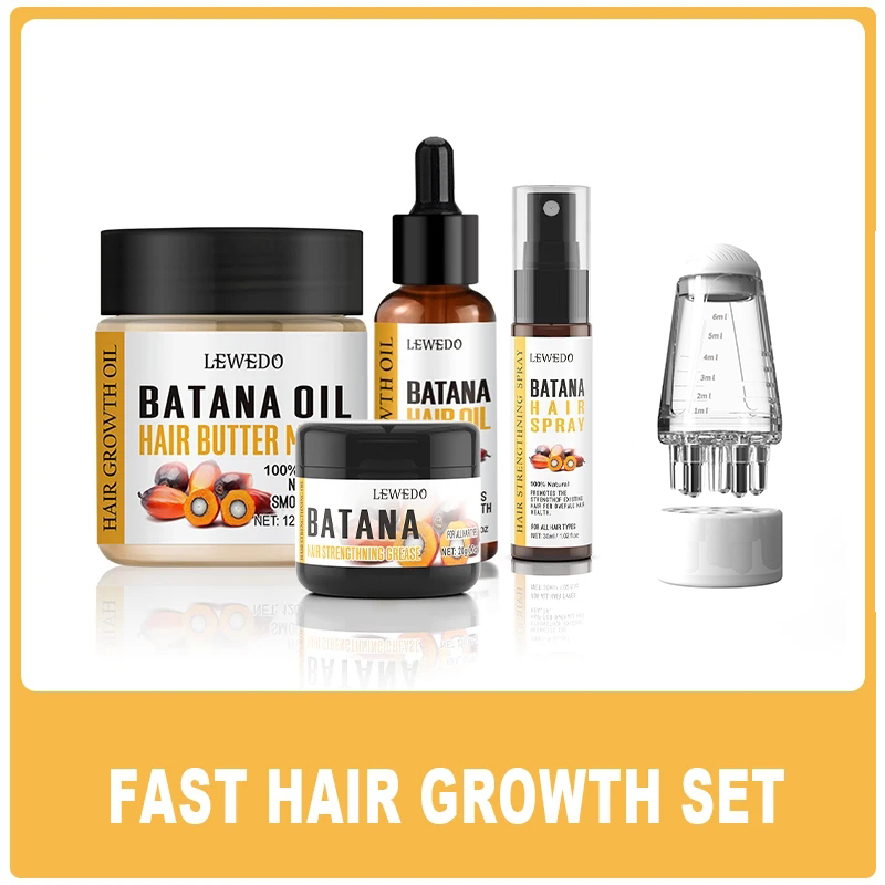 Beard Oil Growth - ชุดผลิตภัณฑ์บำรุงเส้นผม LEWEDO บาตานา ออยล์ ช่วยเร่งการเจริญเติบโตของเส้นผม บัตเตอร์บาตานา