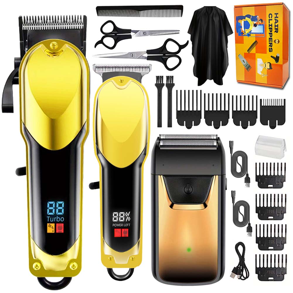 Men'S Grooming Accessories Kit - ชุดเครื่องตัดผมมืออาชีพสำหรับผู้ชาย, เครื่องตัดแต่งผมไร้สายแบบชาร์จได้พร้อมจอ LCD, ชุดอุปกรณ์กรูมมิ่ง 1 ชิ้น/2-in-1/3-in-1