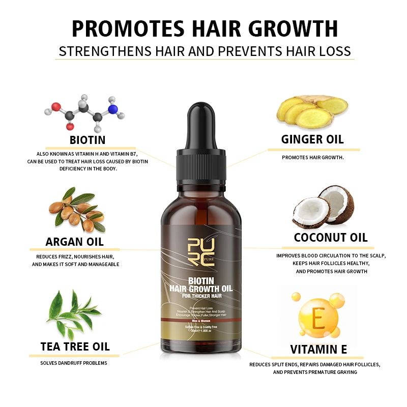 PURC Biotin Hair Oil Hair Grow - Beard Oil Growth บทวิจารณ์และราคา